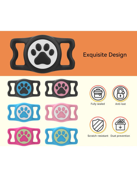 Soporte para Airtag de Perro SignFaith IP68 2-Pack Negro Soporte para Airtag de Perro SignFaith IP68 2-Pack Negro