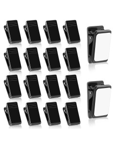 20 Clips Adhesivos Negros Prudiut para Colgar Fotos y Pósters