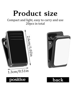 20 Clips Adhesivos Negros Prudiut para Colgar Fotos y Pósters 2