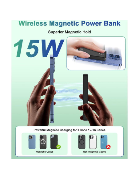 Banco de Poder Inalámbrico Magnético 10000mAh 20W PD USB-C Banco de Poder Inalámbrico Magnético 10000mAh 20W PD USB-C