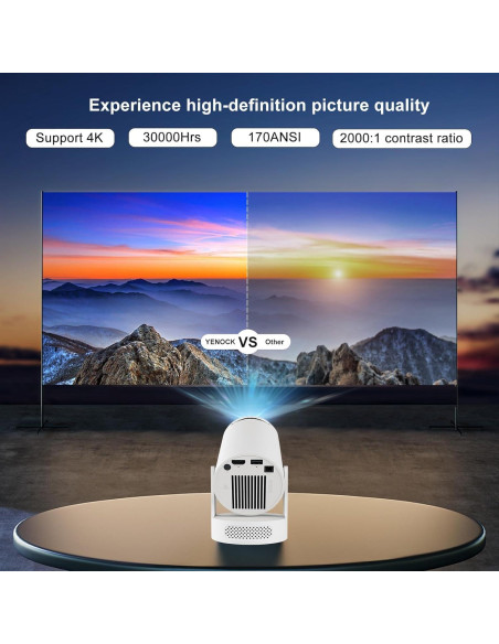 Proyector Mini YENOCK WiFi Bluetooth 4K Portátil HD 720P Proyector Mini YENOCK WiFi Bluetooth 4K Portátil HD 720P