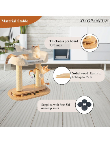 Torre de Gato 5-en-1 XIAORANFUN, 42 cm, Poste Rascador Sisal