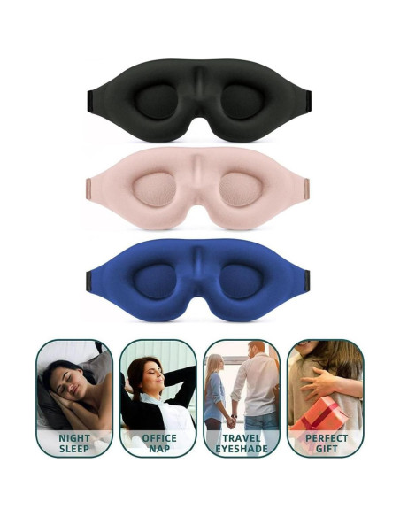 Paquete de 10 Máscaras para Dormir QISEQIRO 3D Suaves Paquete de 10 Máscaras para Dormir QISEQIRO 3D Suaves