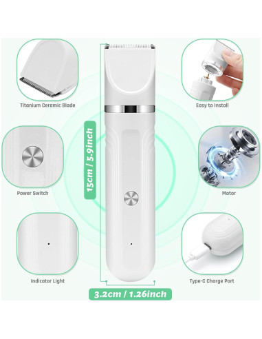 Kit de Aseo para Perros BENTFINE 4 en 1 Inalámbrico Bajo Ruido