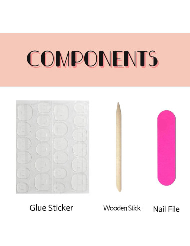 Uñas Postizas Cortas Cuadradas Geyakal 24 Pcs Brillantes