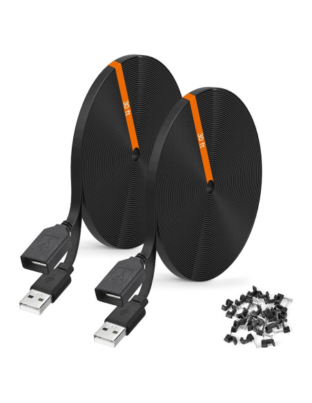 Paquete de 2 Cables de Extensión USB 9m Weishan para Wyze Cam Paquete de 2 Cables de Extensión USB 9m Weishan para Wyze Cam