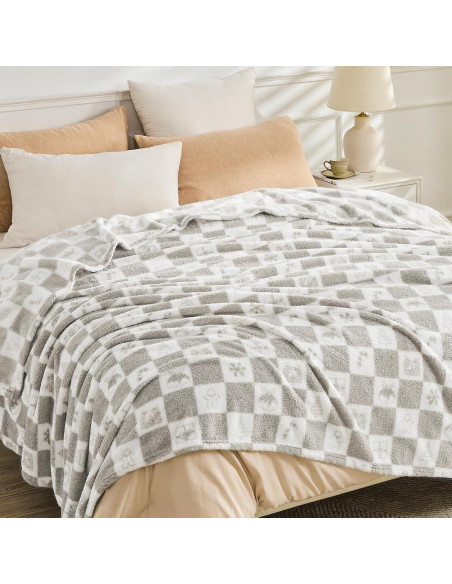 Manta A Cuadros EMME 127x152cm Microfibra Gris Suave Manta A Cuadros EMME 127x152cm Microfibra Gris Suave