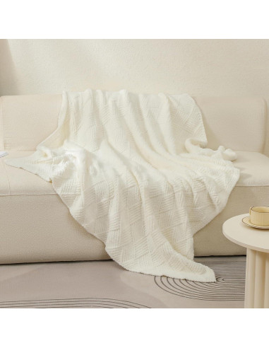 Manta de Lanzamiento Bearberry 127x152cm Crema Jacquard Suave