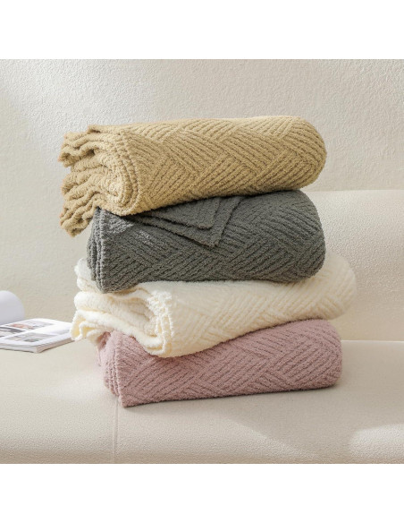 Manta de Lanzamiento Bearberry 127x152cm Crema Jacquard Suave Manta de Lanzamiento Bearberry 127x152cm Crema Jacquard Suave