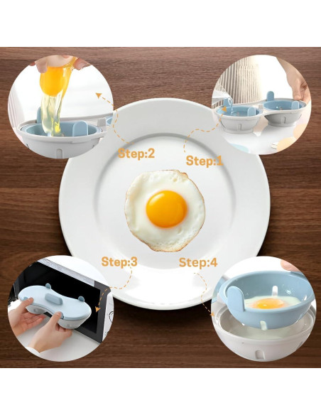 Cocinador de Huevos de Microondas NOOTAZ 2 Cavidades Azul Claro Cocinador de Huevos de Microondas NOOTAZ 2 Cavidades Azul Claro