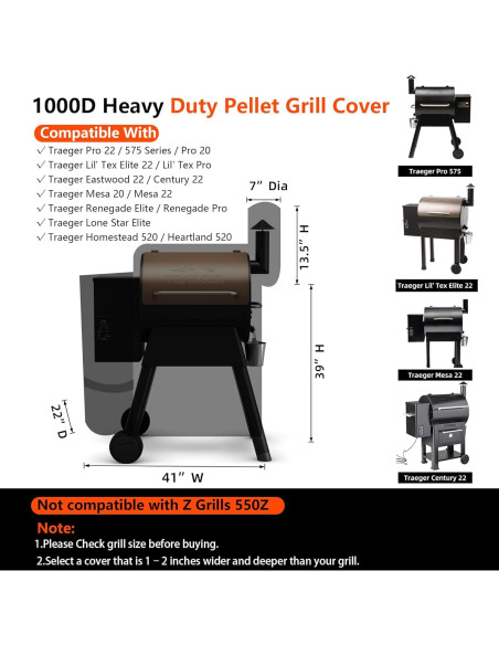 Cubierta para Parrilla GuardKove 1000D Impermeable Traeger Pro 22 Cubierta para Parrilla GuardKove 1000D Impermeable Traeger Pro 22