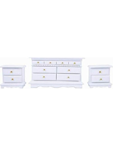 Conjunto de Muebles Miniatura 1:12 EatingBiting - Cama, Silla, Espejo
