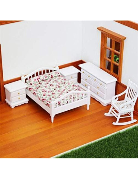 Conjunto de Muebles Miniatura 1:12 EatingBiting - Cama, Silla, Espejo Conjunto de Muebles Miniatura 1:12 EatingBiting - Cama, Silla, Espejo