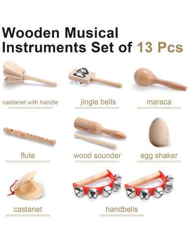 Conjunto de Instrumentos Musicales Chumia 13 Piezas Madera