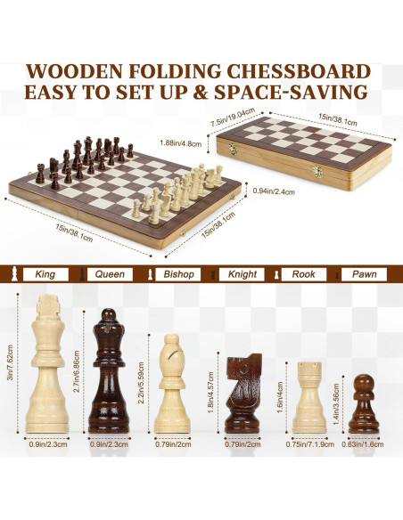 Juego de Ajedrez Magnético de Madera GLZM 15 Pulgadas Juego de Ajedrez Magnético de Madera GLZM 15 Pulgadas