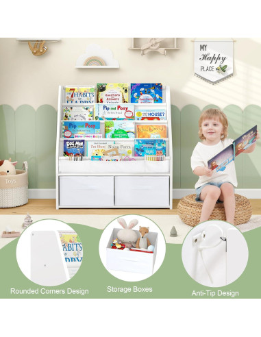 Estantería para Niños MallBest MB300-01, Madera Pino, Blanco