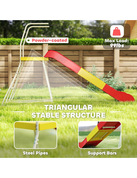 Tobogán de 248.9 cm Qaba para Niños Rojo - Parque Infantil Tobogán de 248.9 cm Qaba para Niños Rojo - Parque Infantil