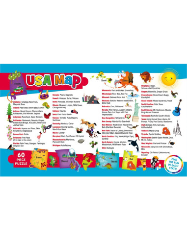 Rompecabezas Educativo MasterPieces 60 Piezas Mapa EE. UU.