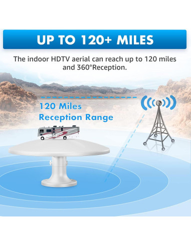 Antena de TV Exterior 360 DTB TECH JS21 Amplificada 4K Beige