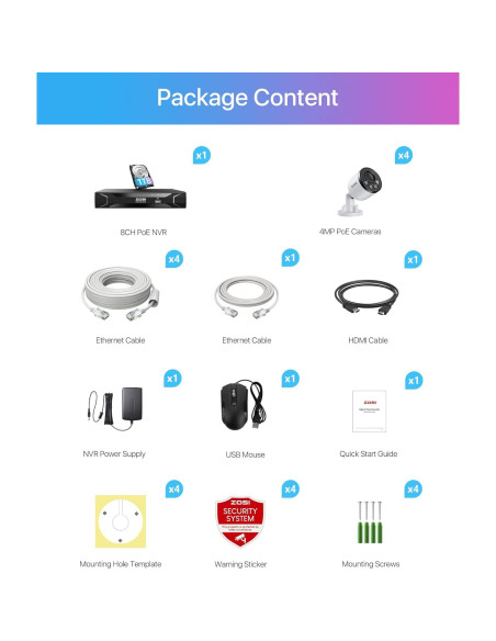 Sistema de Cámara de Seguridad ZOSI 5MP 8CH PoE con Audio Sistema de Cámara de Seguridad ZOSI 5MP 8CH PoE con Audio