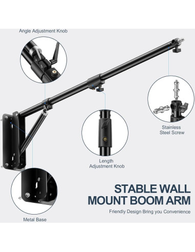 Soporte de Luz de Montaje en Pared BEIYANG 130 cm Ajustable