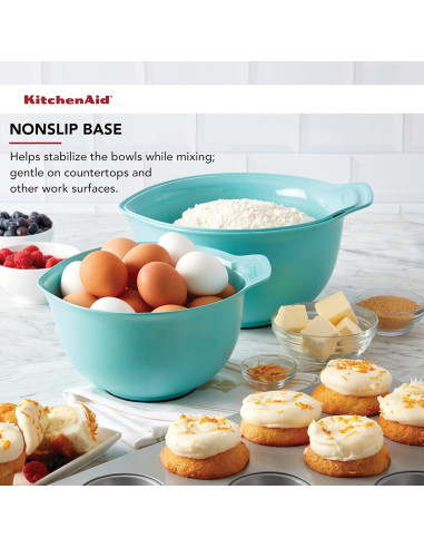 Juego de 3 Tazones de Mezcla KitchenAid Plástico 2.37L 3.31L 4.26L