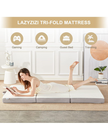 Colchón Plegable Lazyzizi 4 Pulgadas Espuma Memoria Individual