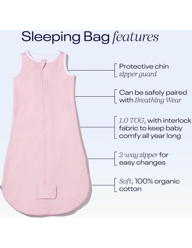 Saco de dormir Nanit Sleep Wear Mediano 100% Algodón Rosa