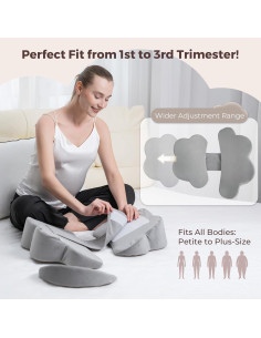 Almohada de Embarazo Memeluckon CLOULDSHAPE Gris 0.71 kg 2
