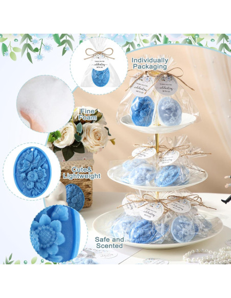 Set de Jabón para Baby Shower Demissle 20 Pcs Flores Azules Set de Jabón para Baby Shower Demissle 20 Pcs Flores Azules