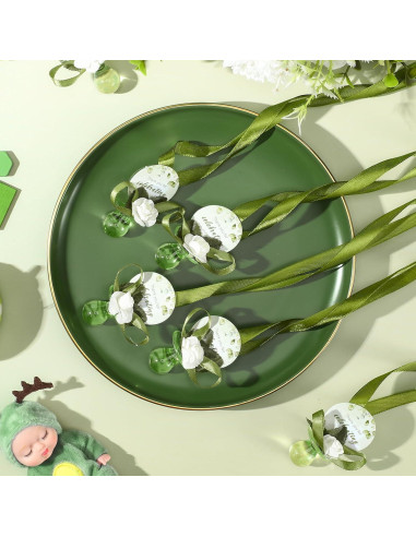 Collares de Chupete Acrílico Coume 48 Pcs Baby Shower Verde Salvia