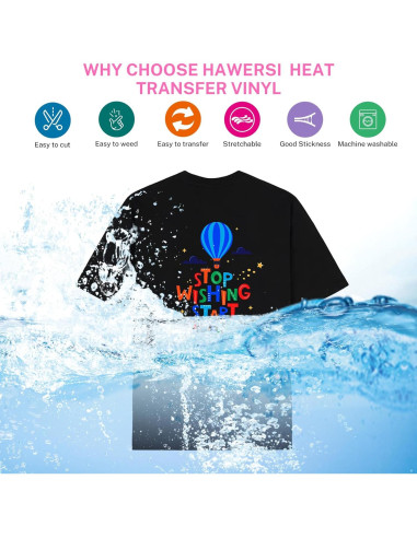 Paquete de Vinilo de Transferencia de Calor HAWERSI 60 Hojas 30.48x21.59cm