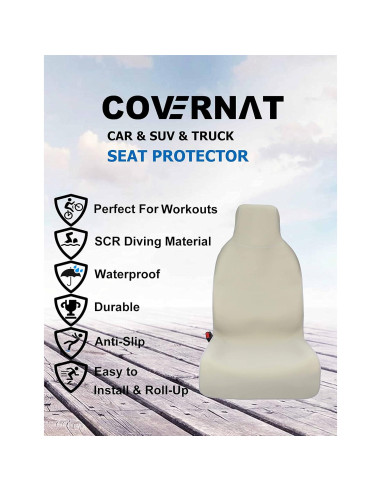 Cubierta de Asiento de Coche COVERNAT Khaki Resistente al Agua