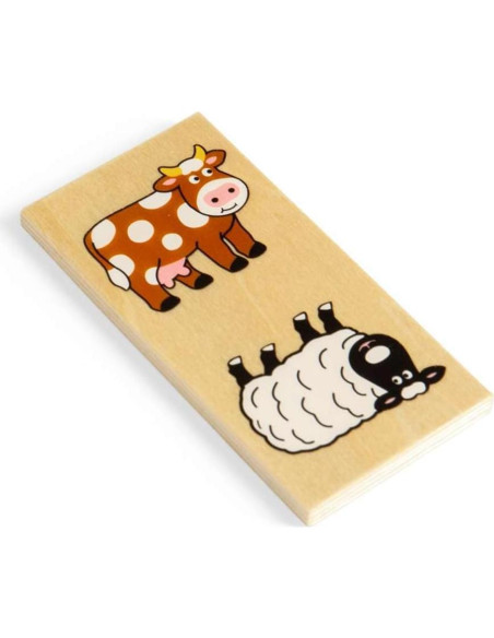 Dominó de Madera Bigjigs con Animales de Granja - 28 Piezas Dominó de Madera Bigjigs con Animales de Granja - 28 Piezas