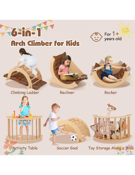 Escalador en Arco de Madera Costzon 6 en 1 con Cojín Escalador en Arco de Madera Costzon 6 en 1 con Cojín