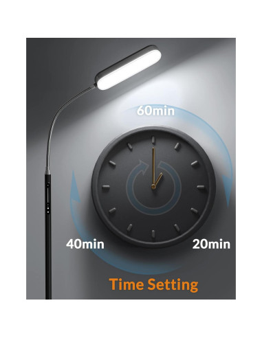 Lámpara de Pie LED LEPOWER 18W con Protección Ocular y Temporizador