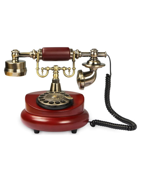 Teléfono de Mesa Retro CERRXIAN Antiguo con Tocadiscos Rojo Teléfono de Mesa Retro CERRXIAN Antiguo con Tocadiscos Rojo