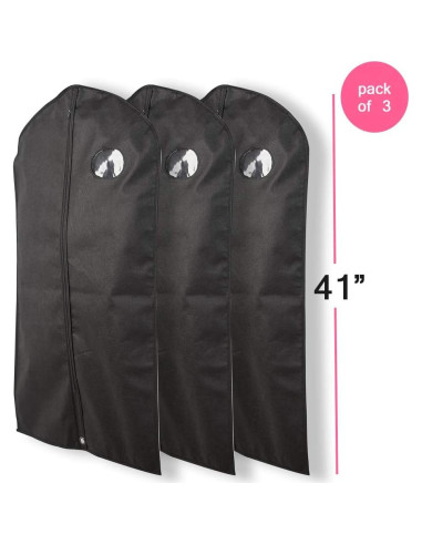 Paquete de 3 Bolsas de Traje Colgantes Semapak 104.88 cm Negras