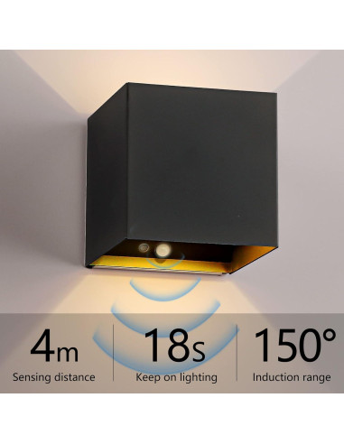Luz de Pared con Sensor de Movimiento SURPALIG 6000mAh LED Negra