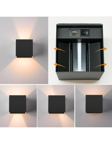 Luz de Pared con Sensor de Movimiento SURPALIG 6000mAh LED Negra