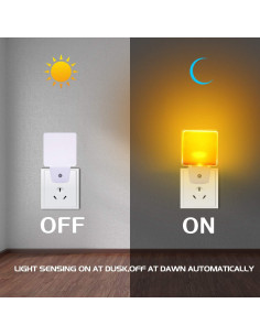 Luz Nocturna LED KINUR Ámbar Suave con Sensor Crepúsculo 2 Pzs 2