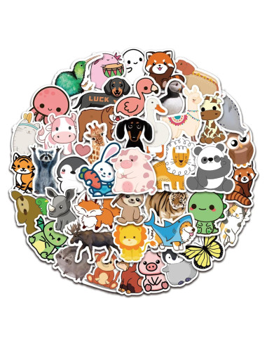200 Pegatinas de Animales Lindos TQTYOY Impermeables Kawaii