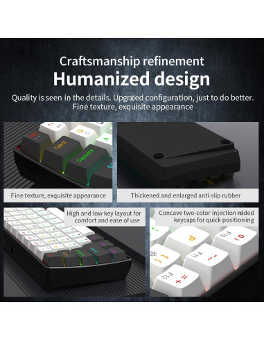 Teclado Gaming Kchibo 60% Retroiluminado RGB Compacto