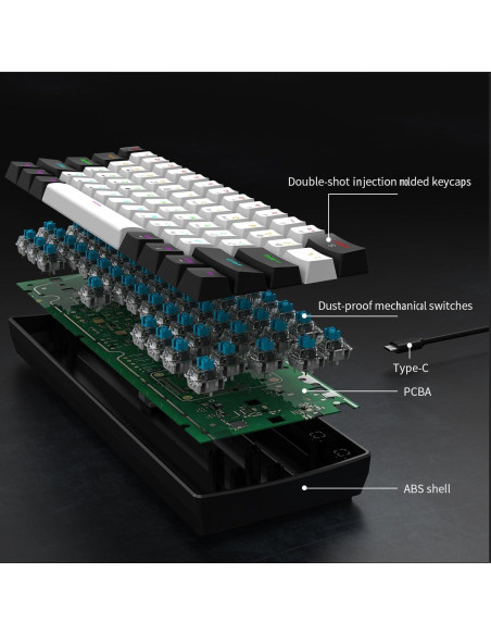 Teclado Gaming Kchibo 60% Retroiluminado RGB Compacto Teclado Gaming Kchibo 60% Retroiluminado RGB Compacto
