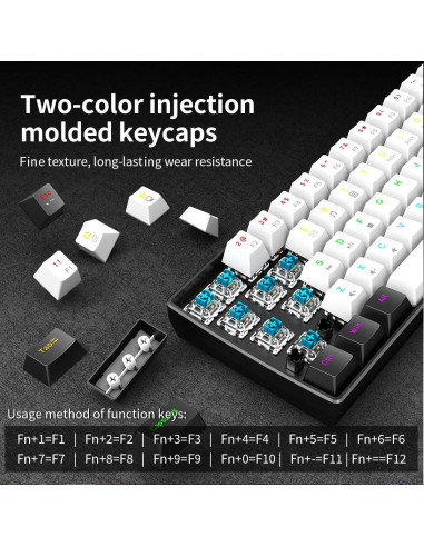 Teclado Gaming Kchibo 60% Retroiluminado RGB Compacto