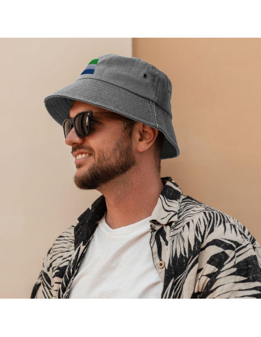 Gorra de Cubo Unisex KCNSEZA Algodón Lavado Bandera Sierra Leona