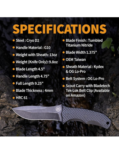 Cuchillo Fijo Off-Grid Blackout V2 Cryo D2 11.43cm Camping