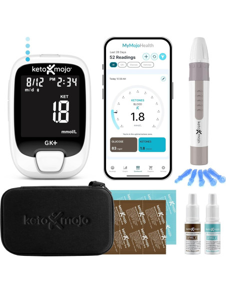 KETO-MOJO GK+ Medidor de Glucosa y Cetonas Bluetooth con App KETO-MOJO GK+ Medidor de Glucosa y Cetonas Bluetooth con App