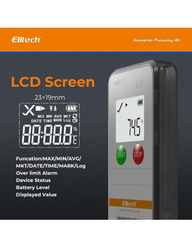 Registrador de Datos de Temperatura Elitech LogEt5TE USB con Sonda Externa