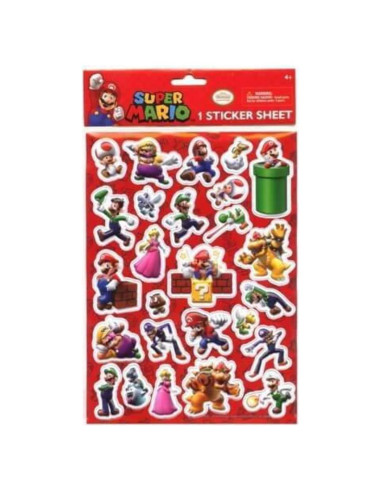 Calcomanías Elevadas Super Mario Nintendo x 2 Hojas